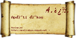Apáti Ákos névjegykártya